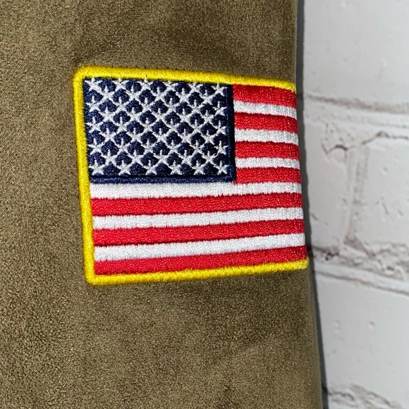 US Navy Faux Suede Full Zip Brownish Green Jacket - Picture 3 of 11